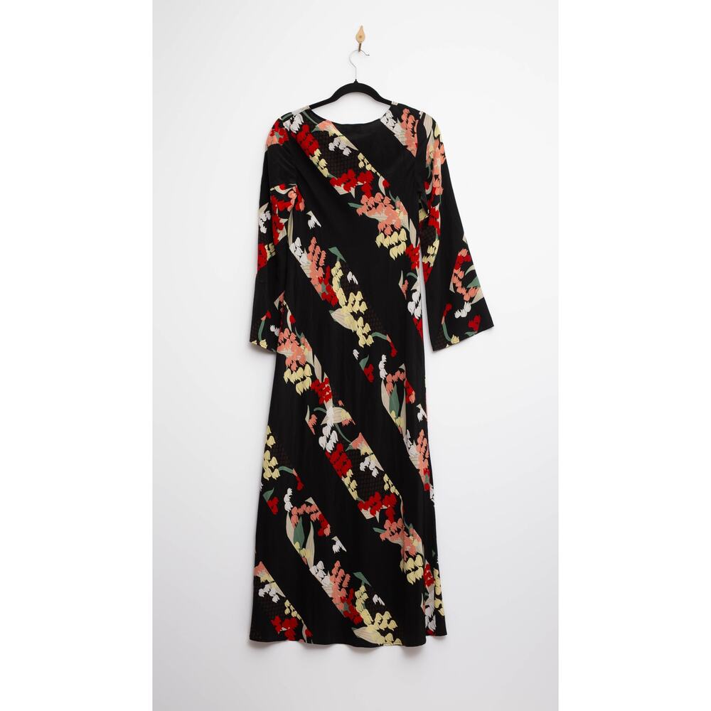 Rixo Alondra Black Stripe (100% Silk) Dress Size 8 - Picture 5 of 7